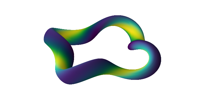 Optimized stellarator surface colored by magnetic field strength